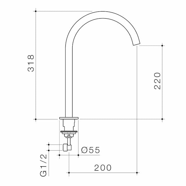 Liano II Hob Swivel Outlet 200mm - Chrome