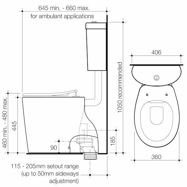 Care 610 Cleanflush Connector P Trap Suite with Caravelle Single Flap Seat White