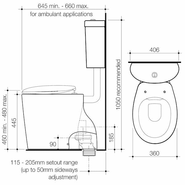 Care 610 Cleanflush Connector P Trap Suite with Caravelle Double Flap Seat White