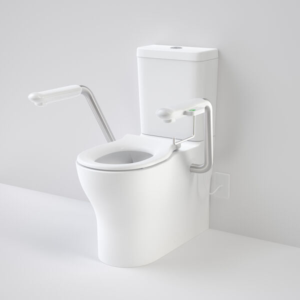 Opal Cleanflush Easy Height Wall Faced Close Coupled Suite with Single Flap Seat and Nurse Call Armrest Left