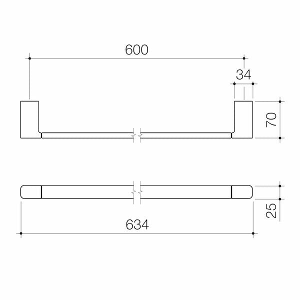 Luna Single Towel Rail 630MM