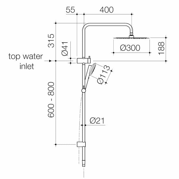 Urbane II Rail Shower with 300mm Overhead - Chrome