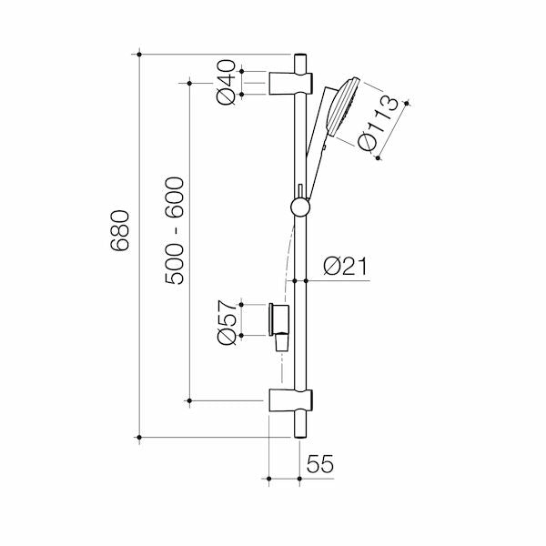 Urbane II Rail Shower - Chrome