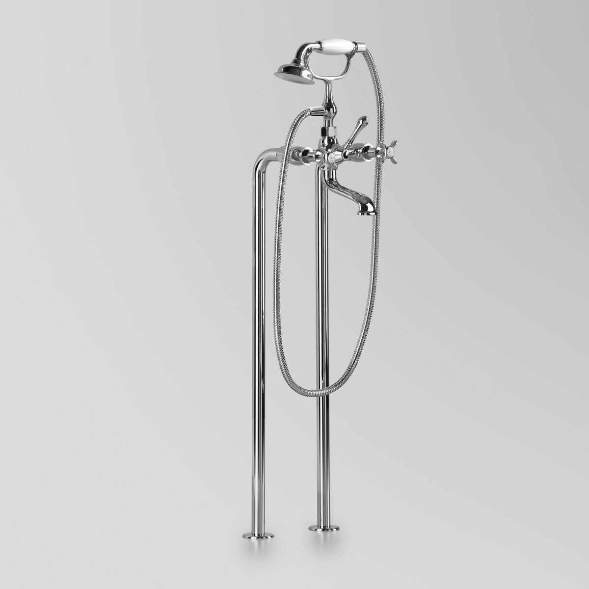 Bath Mixer & Hand Shower with Floor Mounted Standpipes