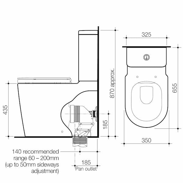 Liano Cleanflush® Easy Height Wall Faced Suite with Liano Care Single Flap Seat - Anthracite Grey (with GermGard®)