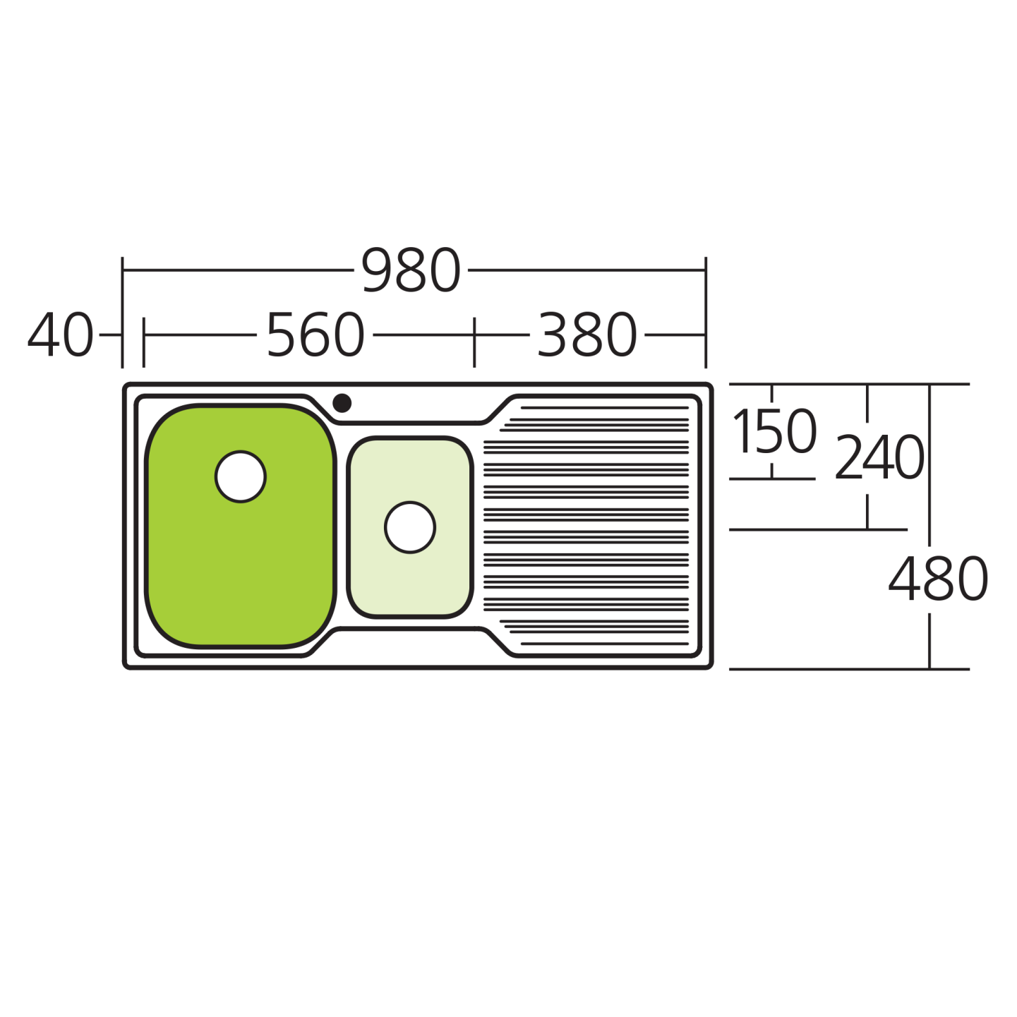 Diaz 1 & 1/2 Bowl Sink With Drainer