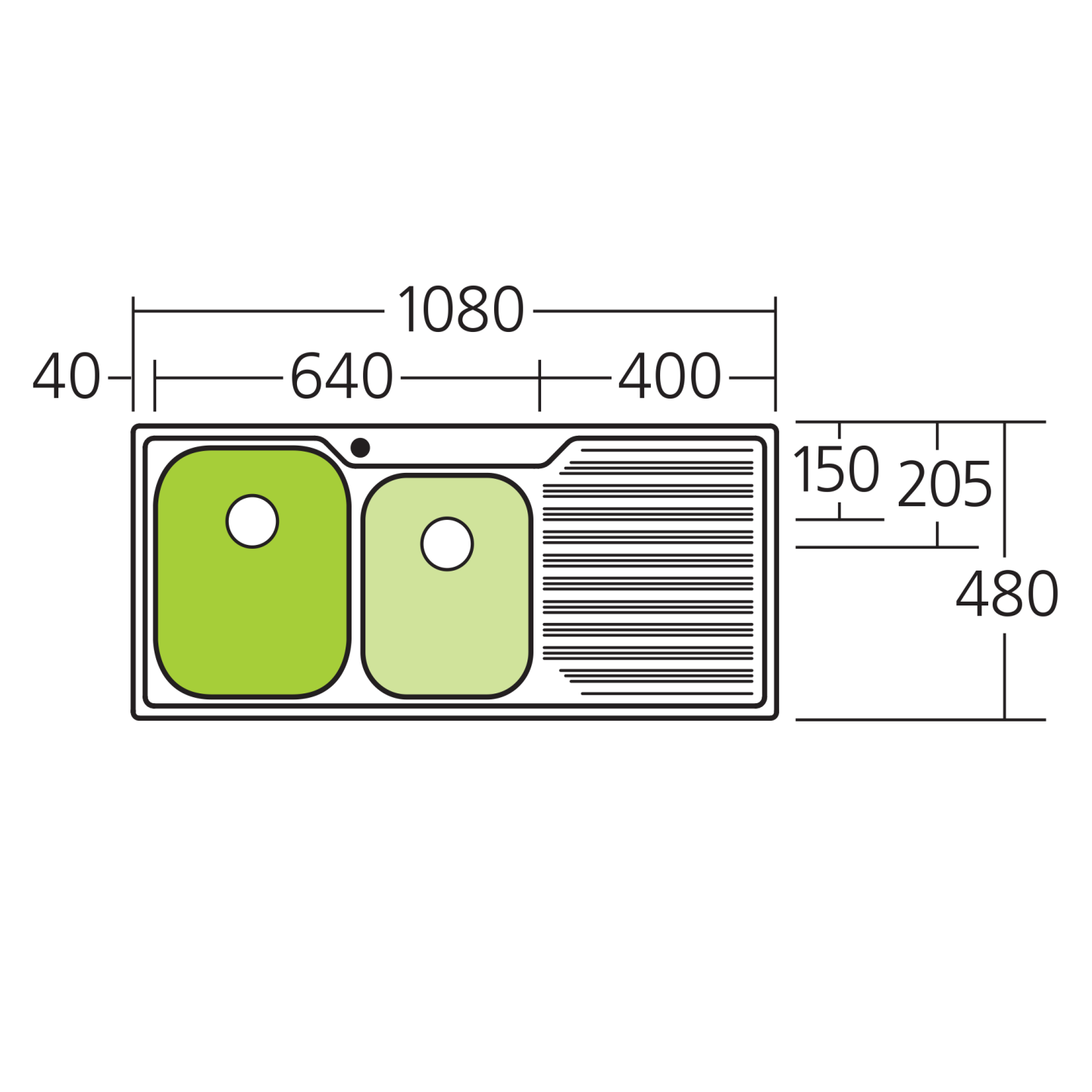 Diaz 1 & 3/4 Bowl Sink With Drainer