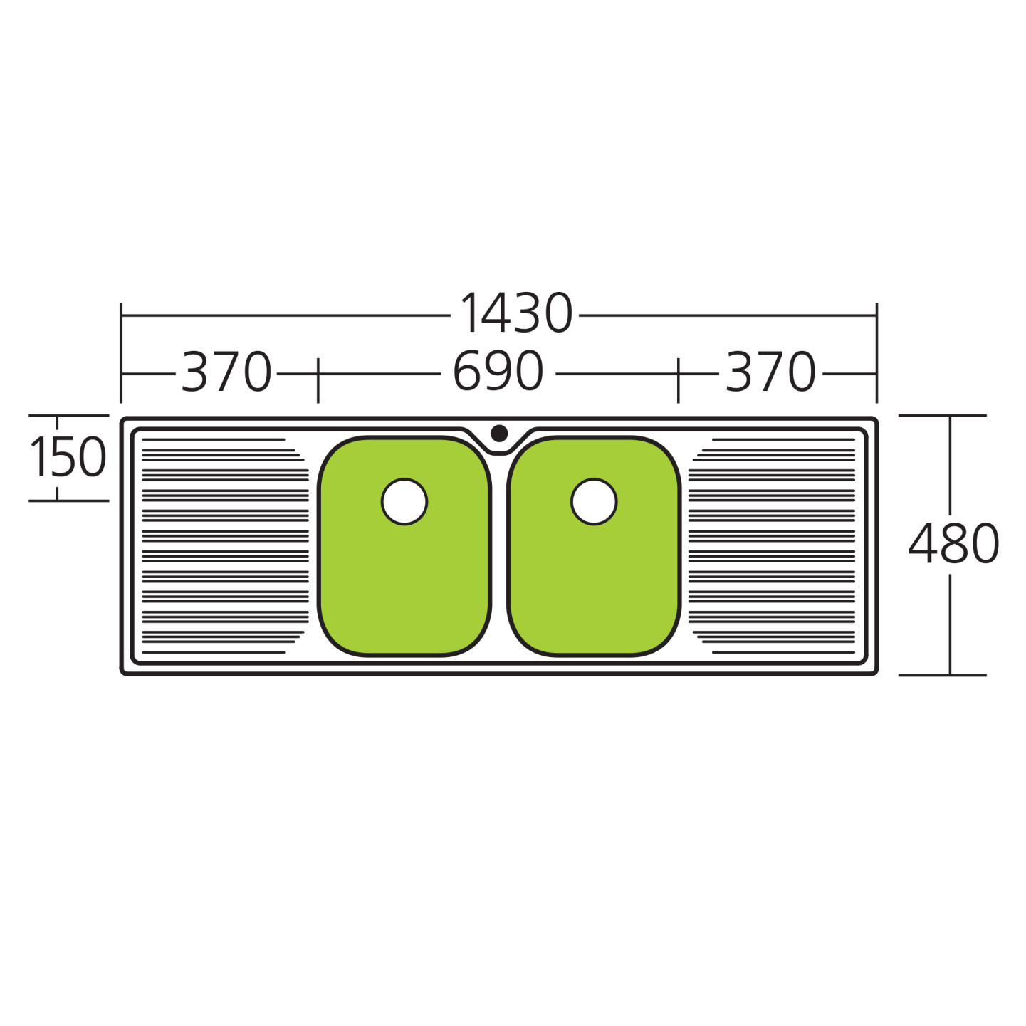 Diaz Double Bowl Sink With Double Drainer