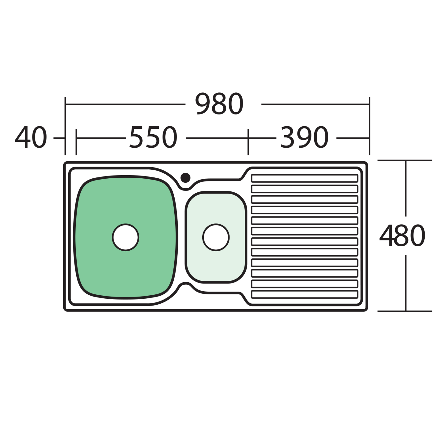 Endeavour 1 & 1/2 Bowl Sink With Drainer