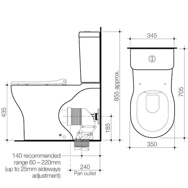 Opal Cleanflush Easy Height Wall Faced Close Coupled Suite with Single Flap Seat