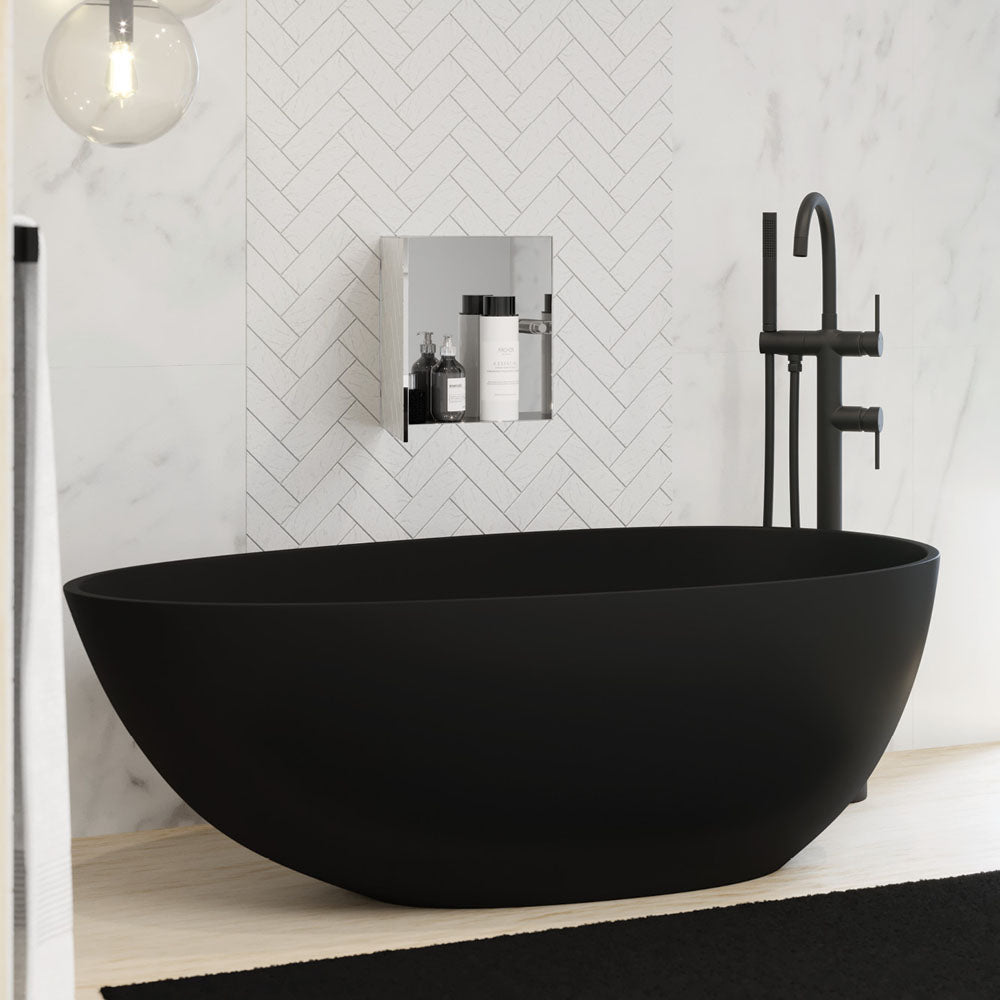 Bahama Solid Surface Bath, Matte Black, 1700mm