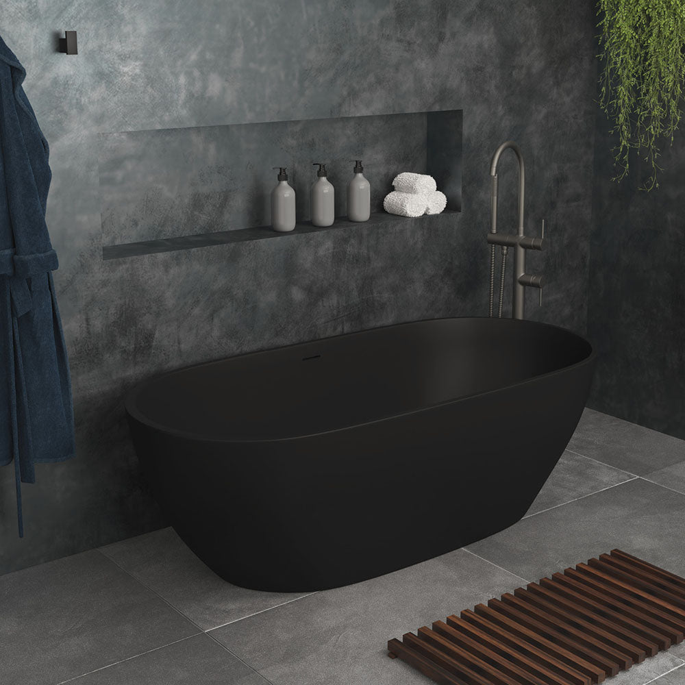 Luciana Solid Surface Bath, Matte Black, 1500mm