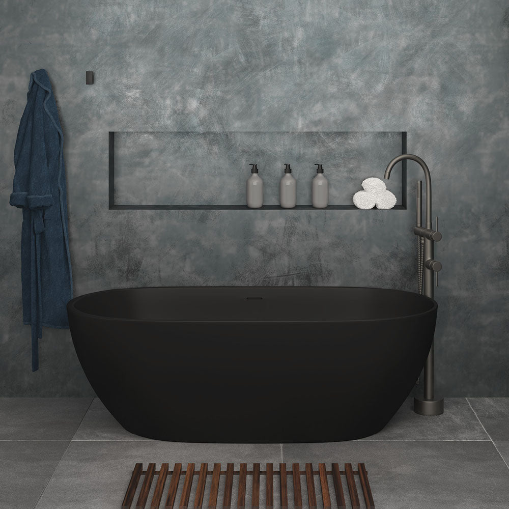 Luciana Solid Surface Bath, Matte Black, 1500mm