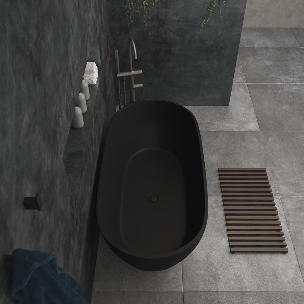 Luciana Solid Surface Bath, Matte Black, 1500mm