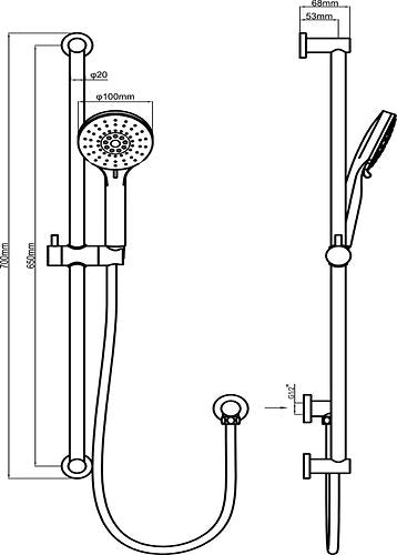 Alto Shower on Rail Chrome